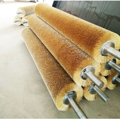 spiral brass coated hard steel wire roller brush for furniture woodworking